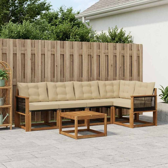 Set de canapele de exterior cu pernă 6 pcs Natural și Bej WALTI
