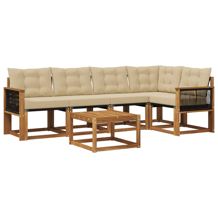 Set de canapele de exterior cu pernă 6 pcs Natural și Bej WALTI