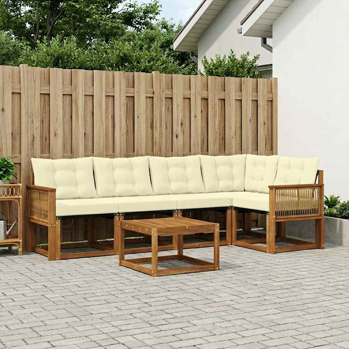 Set de canapele de exterior cu pernă 6 pcs Natural și Crem WALTI