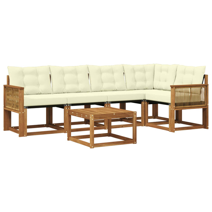 Set de canapele de exterior cu pernă 6 pcs Natural și Crem WALTI