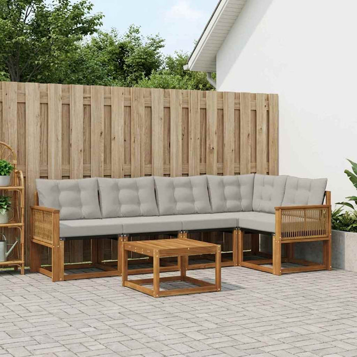 Set de canapele de exterior 6 pcs Natural și gri deschis WALTI