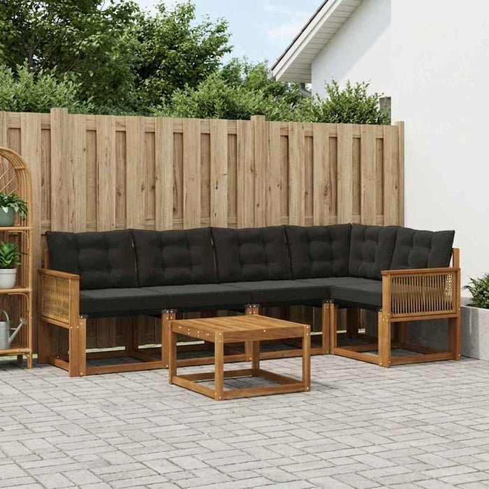 Set de canapele de exterior cu pernă 6 pcs Natural și Negru WALTI