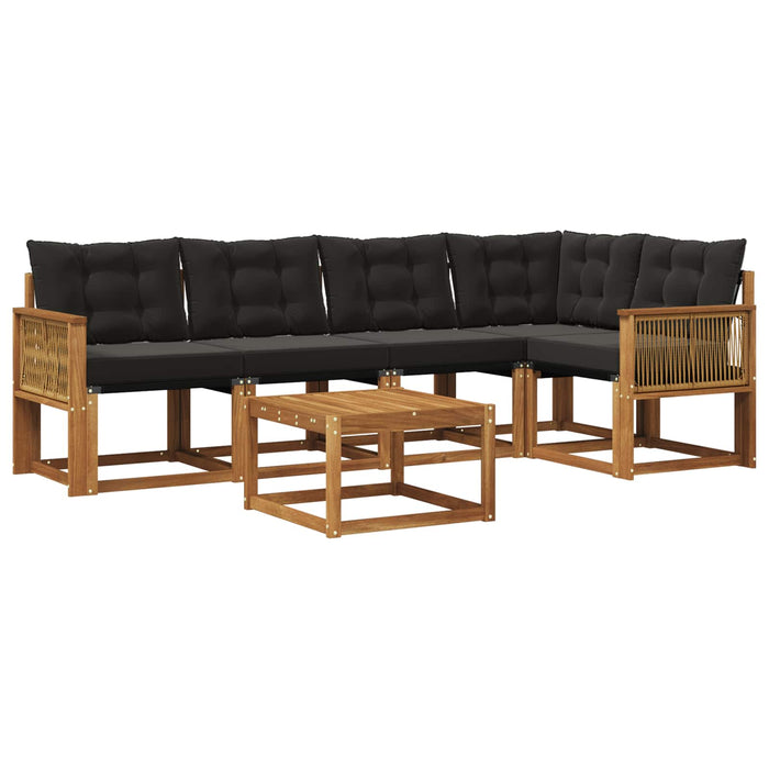Set de canapele de exterior cu pernă 6 pcs Natural și Negru WALTI
