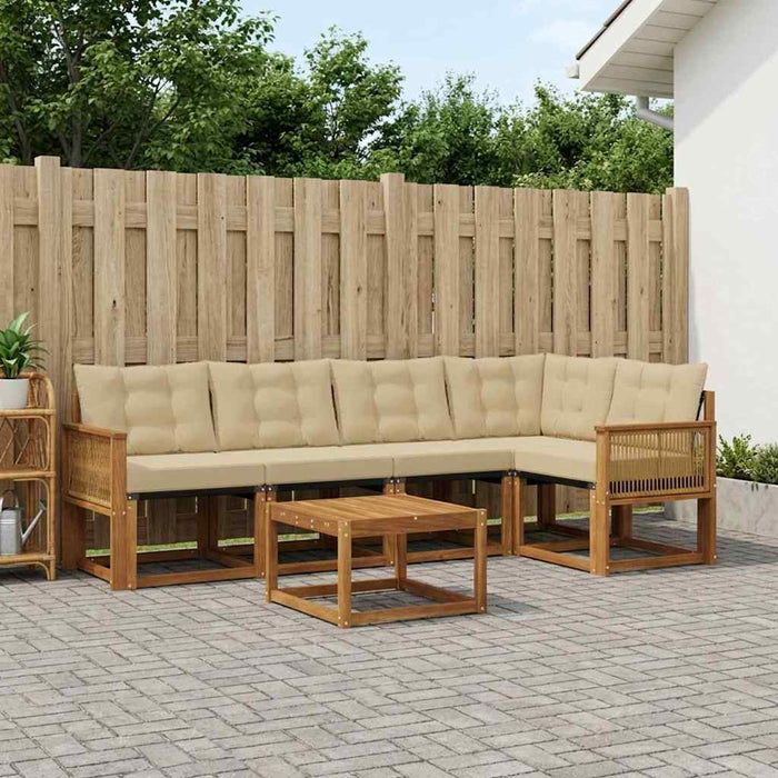 Set de canapele de exterior cu pernă 6 pcs Natural și Bej WALTI