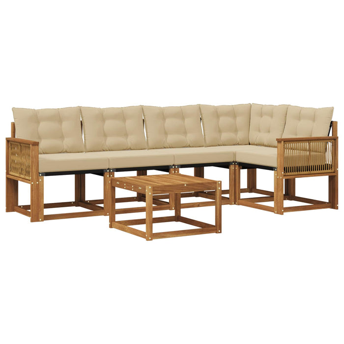 Set de canapele de exterior cu pernă 6 pcs Natural și Bej WALTI