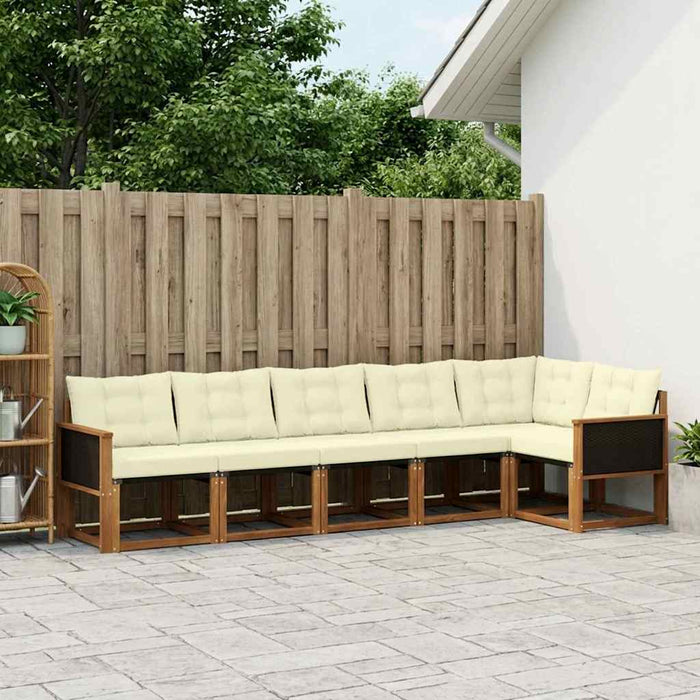 Set de canapele de exterior cu pernă 6 pcs Natural și Crem WALTI