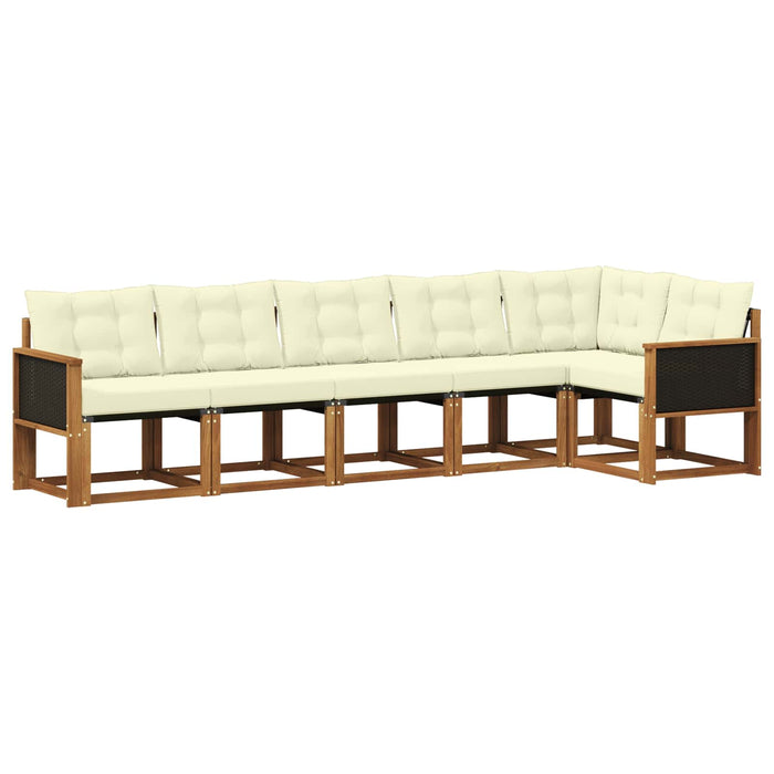 Set de canapele de exterior cu pernă 6 pcs Natural și Crem WALTI