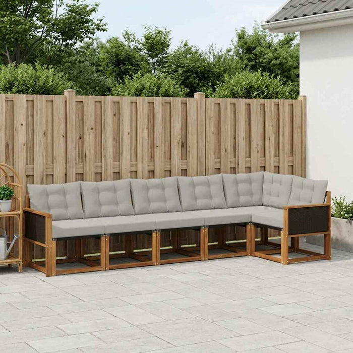 Set de canapele de exterior 6 pcs Natural și gri deschis WALTI