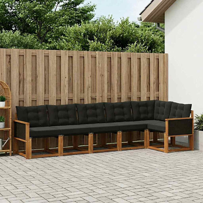 Set de canapele de exterior cu pernă 6 pcs Natural și Negru WALTI