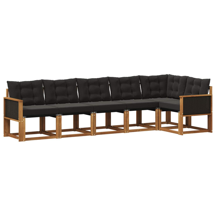 Set de canapele de exterior cu pernă 6 pcs Natural și Negru WALTI