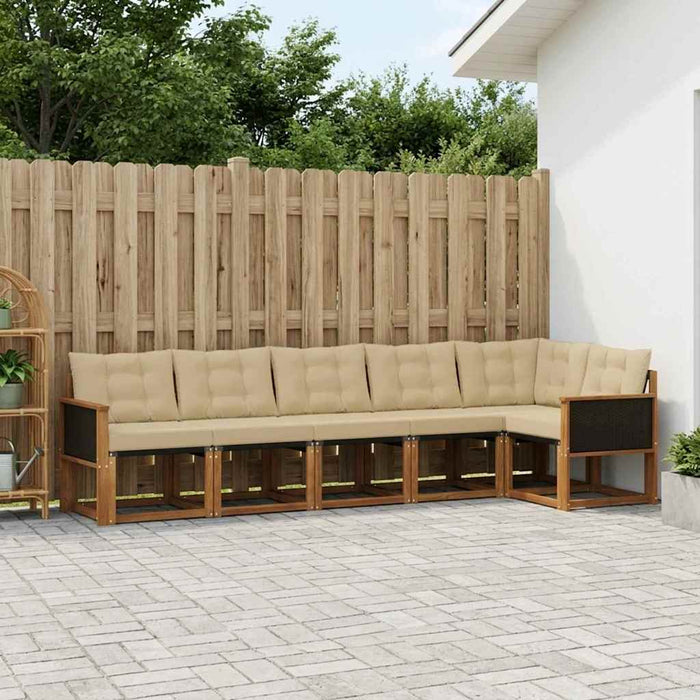 Set de canapele de exterior cu pernă 6 pcs Natural și Bej WALTI