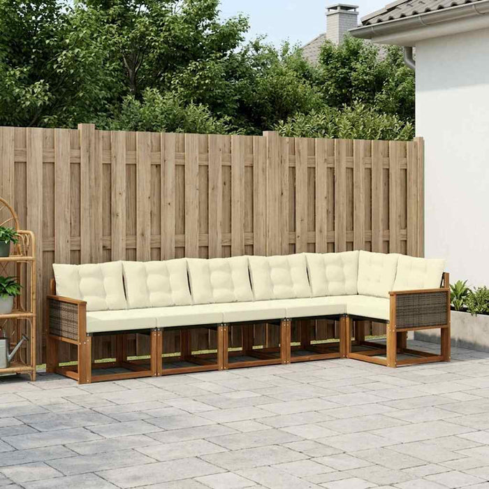 Set de canapele de exterior cu pernă 6 pcs Natural și Crem WALTI