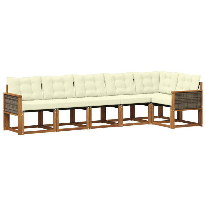 Set de canapele de exterior cu pernă 6 pcs Natural și Crem WALTI