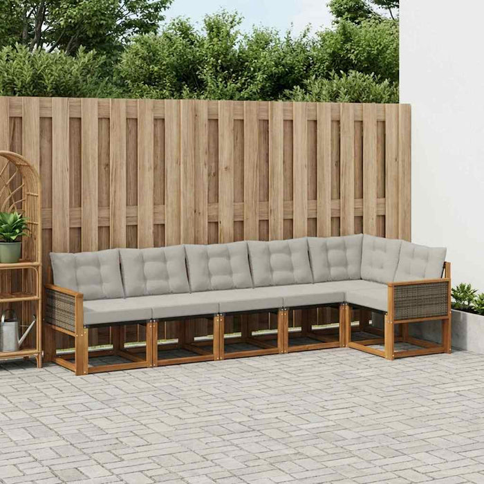 Set de canapele de exterior 6 pcs Natural și gri deschis WALTI