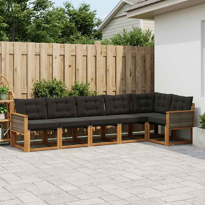 Set de canapele de exterior cu pernă 6 pcs Natural și Negru WALTI