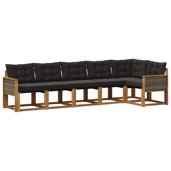 Set de canapele de exterior cu pernă 6 pcs Natural și Negru WALTI
