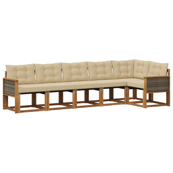 Set de canapele de exterior cu pernă 6 pcs Natural și Bej WALTI