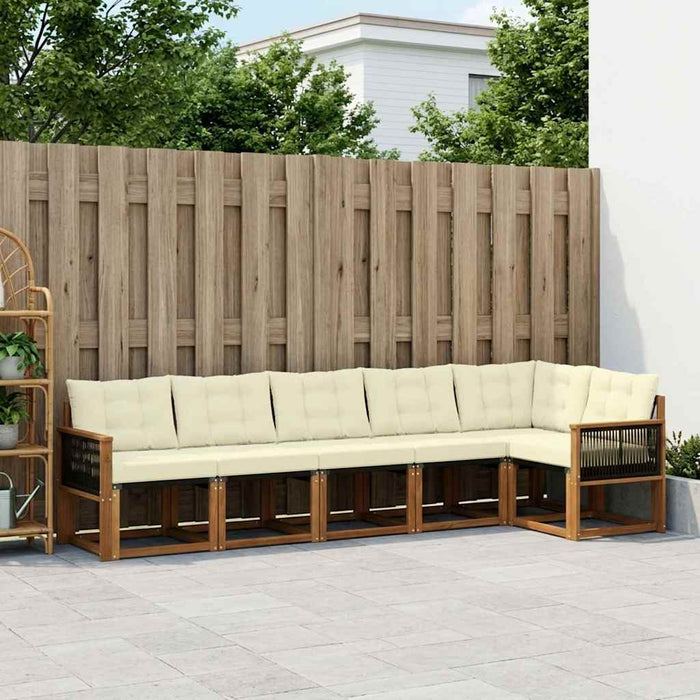 Set de canapele de exterior cu pernă 6 pcs Natural și Crem WALTI