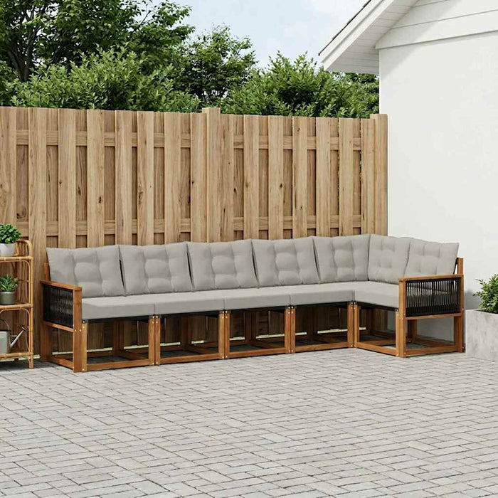 Set de canapele de exterior 6 pcs Natural și gri deschis WALTI