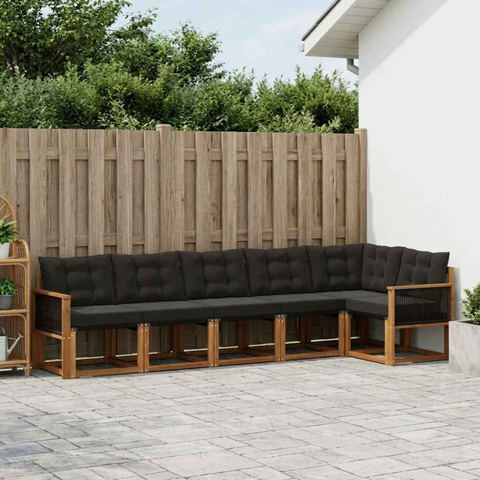 Set de canapele de exterior cu pernă 6 pcs Natural și Negru WALTI