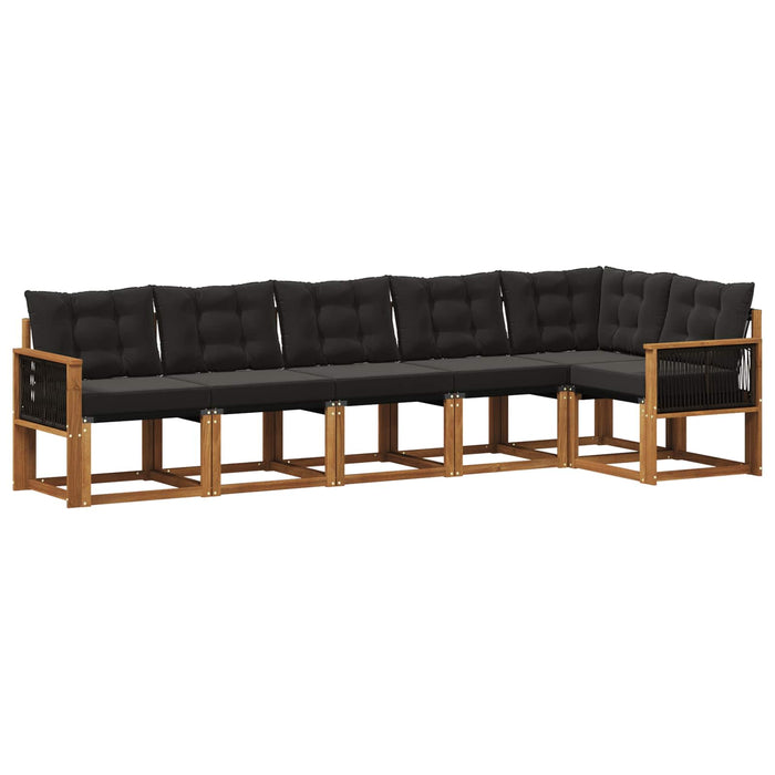 Set de canapele de exterior cu pernă 6 pcs Natural și Negru WALTI