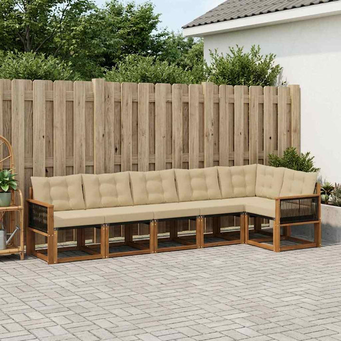 Set de canapele de exterior cu pernă 6 pcs Natural și Bej WALTI
