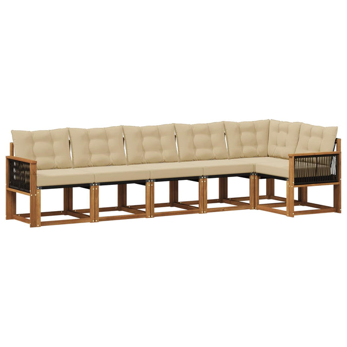 Set de canapele de exterior cu pernă 6 pcs Natural și Bej WALTI