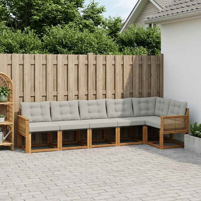 Set de canapele de exterior 6 pcs Natural și gri deschis WALTI