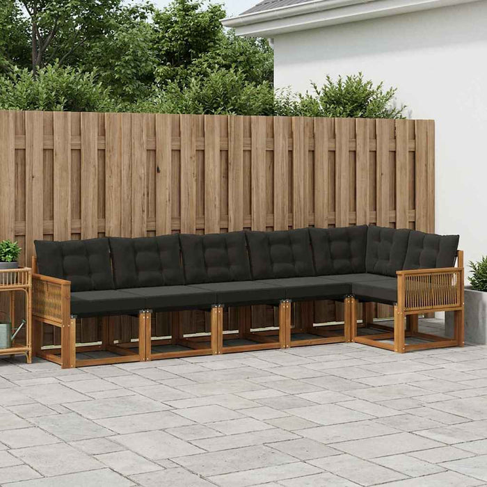 Set de canapele de exterior cu pernă 6 pcs Natural și Negru WALTI