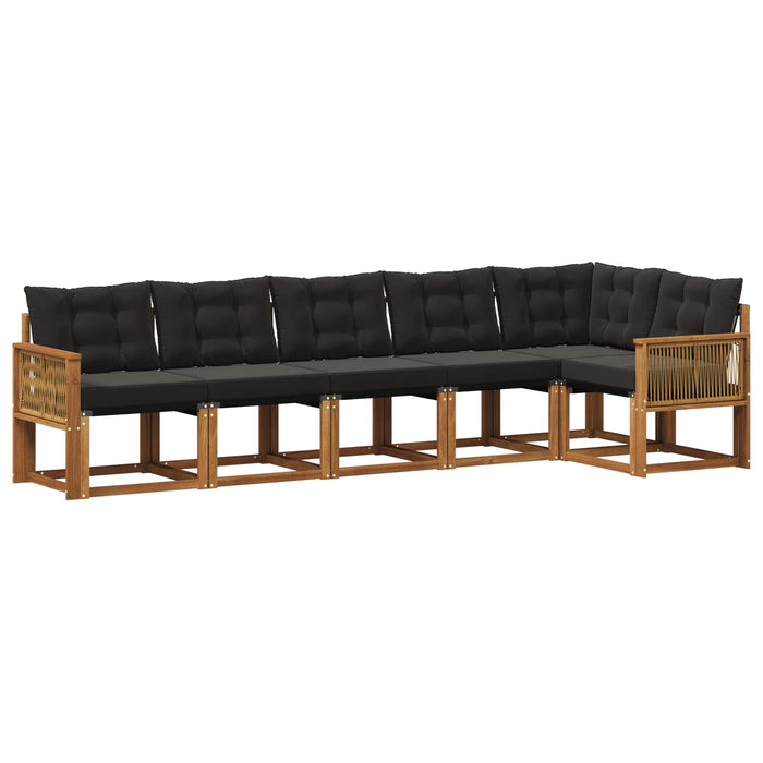 Set de canapele de exterior cu pernă 6 pcs Natural și Negru WALTI