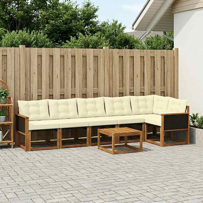 Set de canapele de exterior cu pernă 7 pcs Natural și Crem WALTI