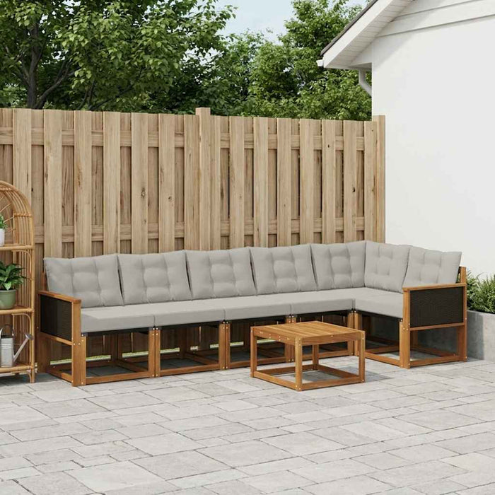 Set de canapele de exterior 7 pcs Natural și gri deschis WALTI