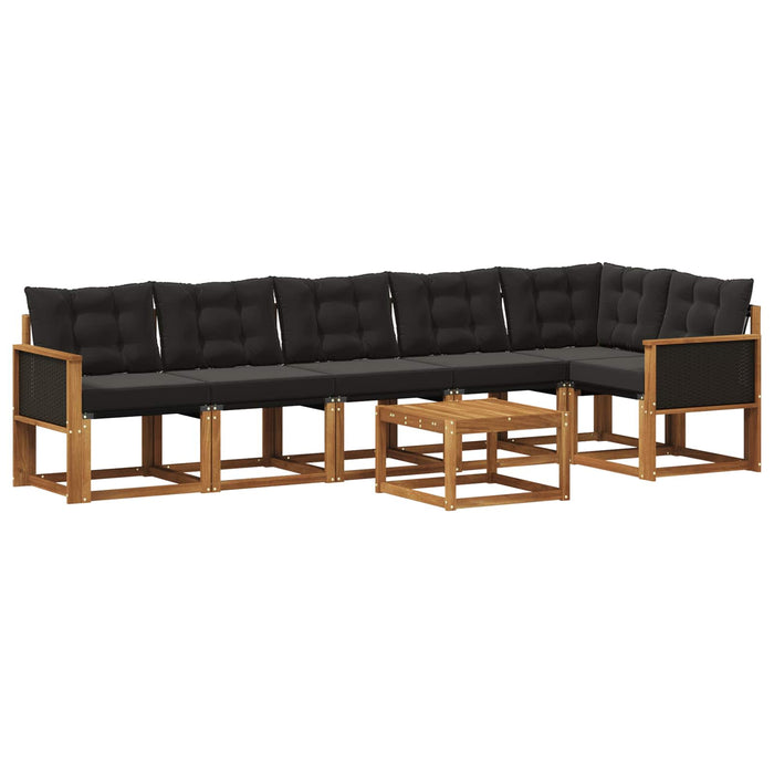 Set de canapele de exterior cu pernă 7 pcs Natural și Negru WALTI