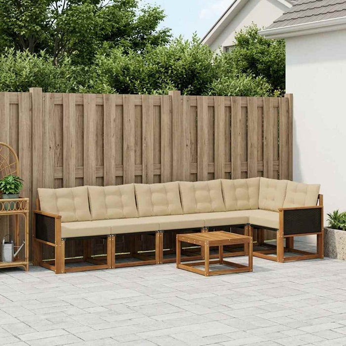 Set de canapele de exterior cu pernă 7 pcs Natural și Bej WALTI