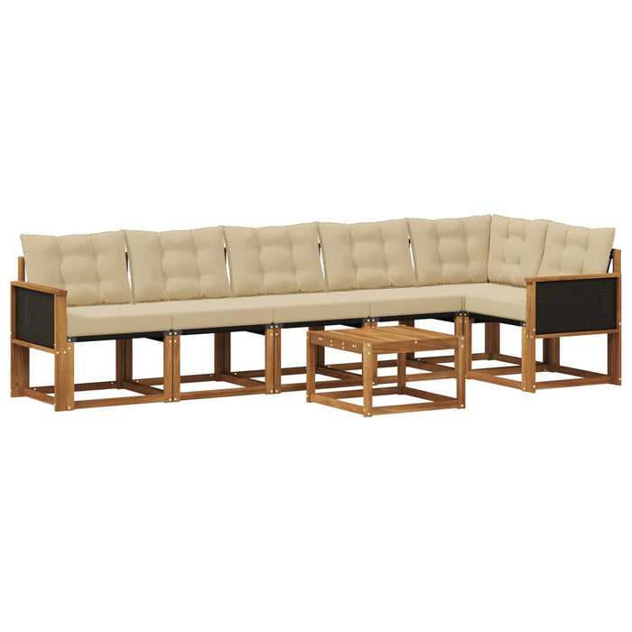 Set de canapele de exterior cu pernă 7 pcs Natural și Bej WALTI