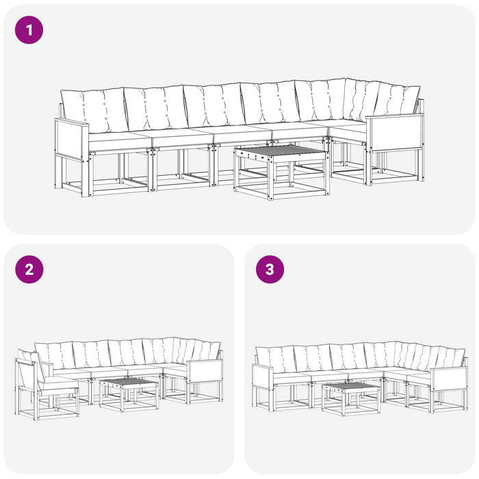 Set de canapele de exterior cu pernă 7 pcs Natural și Bej WALTI