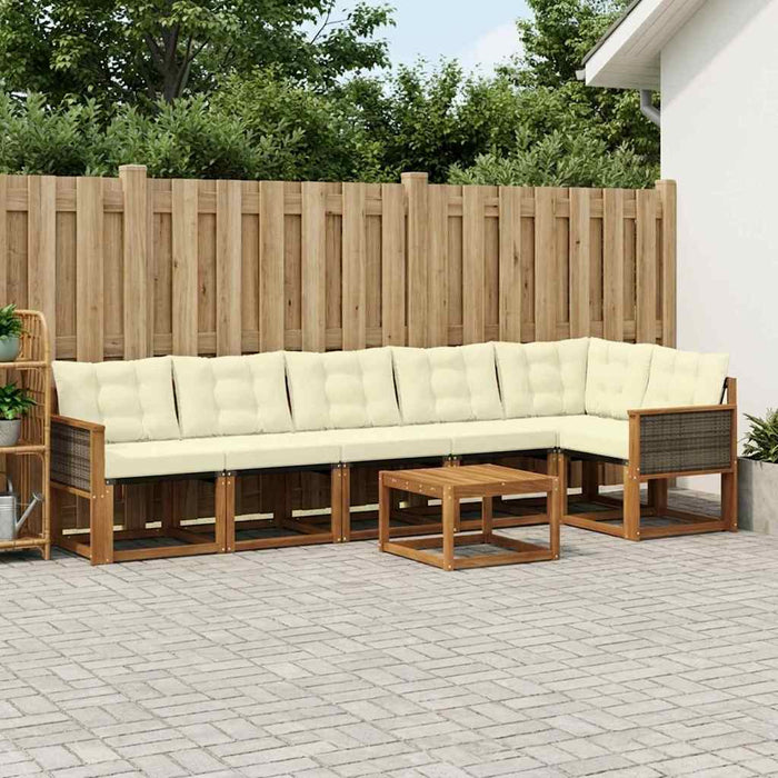 Set de canapele de exterior cu pernă 7 pcs Natural și Crem WALTI