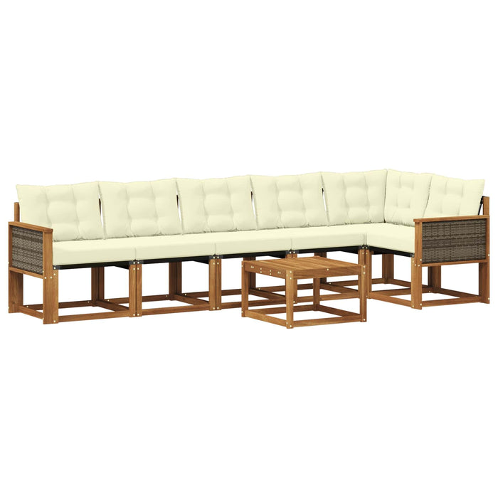 Set de canapele de exterior cu pernă 7 pcs Natural și Crem WALTI