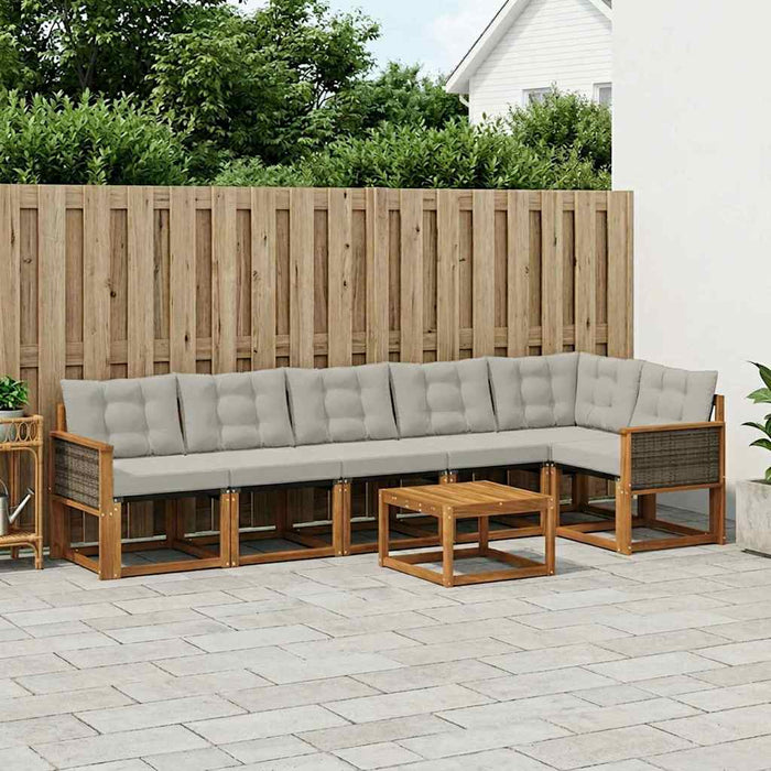 Set de canapele de exterior 7 pcs Natural și gri deschis WALTI