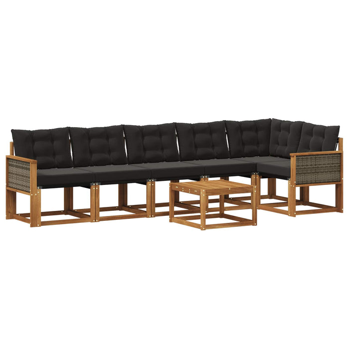 Set de canapele de exterior cu pernă 7 pcs Natural și Negru WALTI