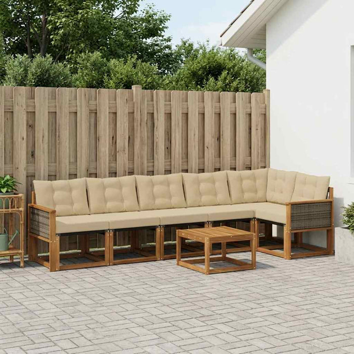 Set de canapele de exterior cu pernă 7 pcs Natural și Bej WALTI