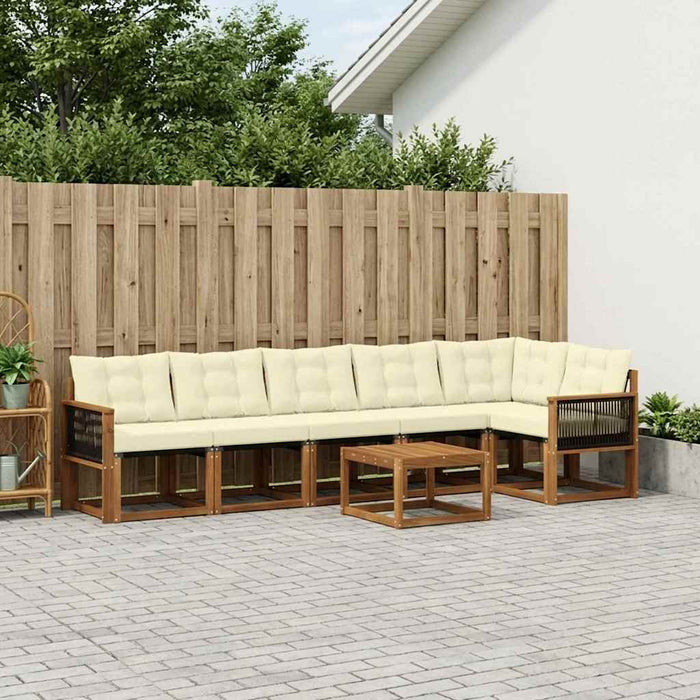 Set de canapele de exterior cu pernă 7 pcs Natural și Crem WALTI