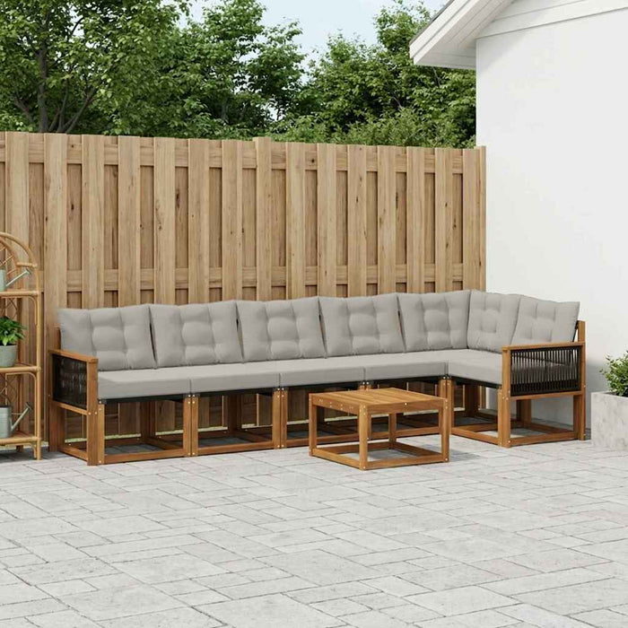 Set de canapele de exterior 7 pcs Natural și gri deschis WALTI
