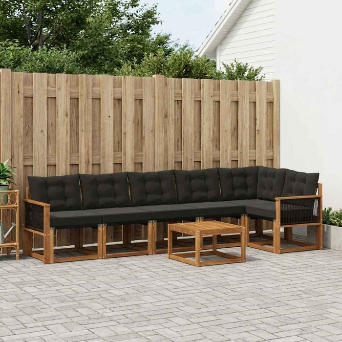 Set de canapele de exterior cu pernă 7 pcs Natural și Negru WALTI