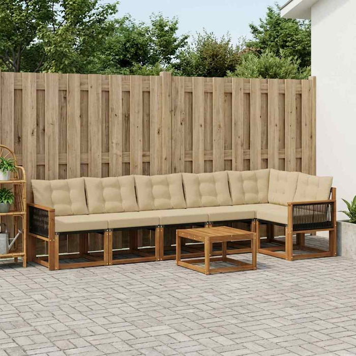 Set de canapele de exterior cu pernă 7 pcs Natural și Bej WALTI