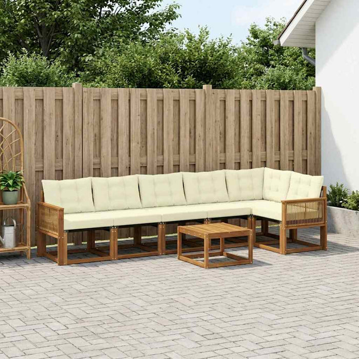 Set de canapele de exterior cu pernă 7 pcs Natural și Crem WALTI