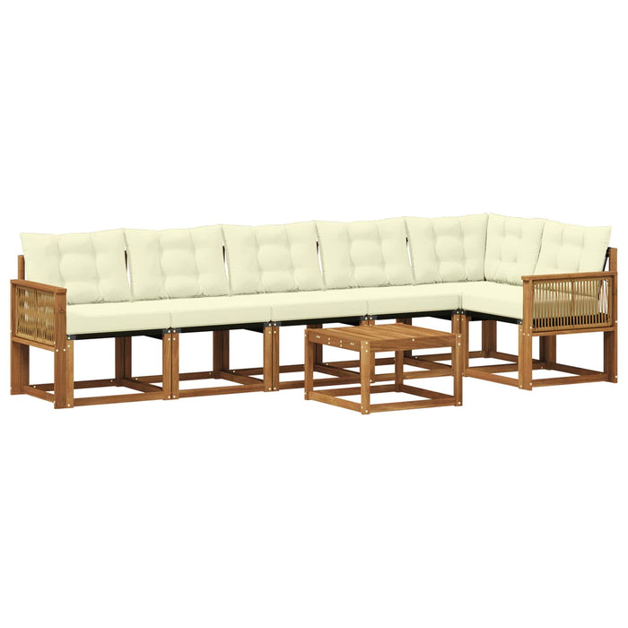 Set de canapele de exterior cu pernă 7 pcs Natural și Crem WALTI