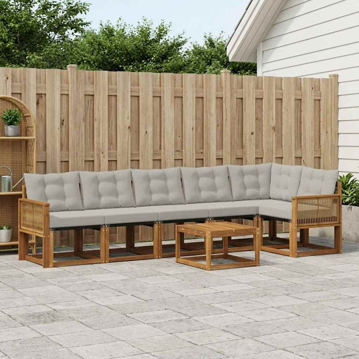 Set de canapele de exterior 7 pcs Natural și gri deschis WALTI