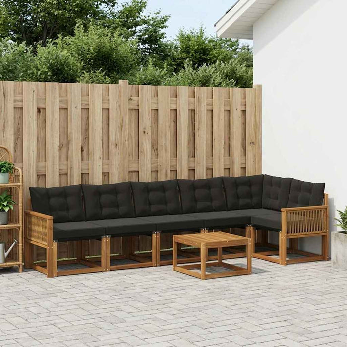 Set de canapele de exterior cu pernă 7 pcs Natural și Negru WALTI