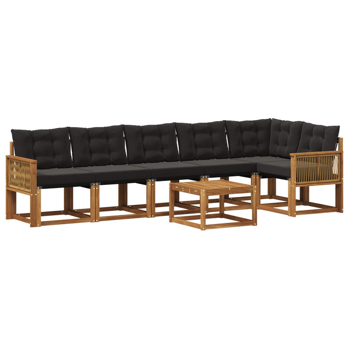 Set de canapele de exterior cu pernă 7 pcs Natural și Negru WALTI